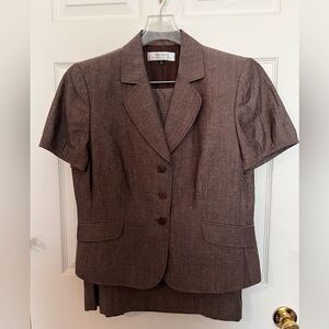 📈Tahari ASL 2-piece Tailored Skirt Suit Linen Blend Sz 14